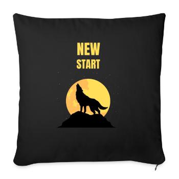 NEW START - Throw Pillow Cover 17.5” x 17.5” - black - Front