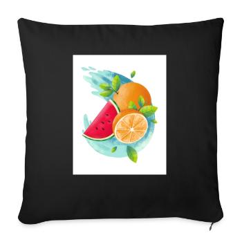 Fresh Fruit T-Shirt - Throw Pillow Cover 17.5” x 17.5” - black - Front