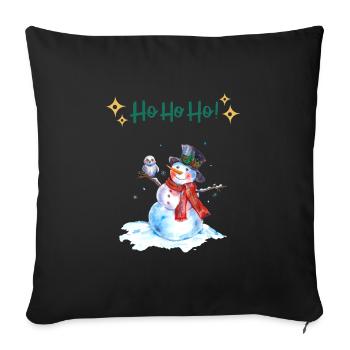 Christmas Snowman - Throw Pillow Cover 17.5” x 17.5” - black - Front