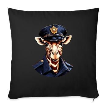Giraffes policeman - Throw Pillow Cover 17.5” x 17.5” - black - Front