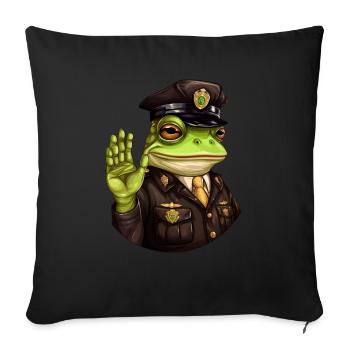 Frog policeman - Throw Pillow Cover 17.5” x 17.5” - black - Front