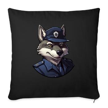 Wolves policeman - Throw Pillow Cover 17.5” x 17.5” - black - Front