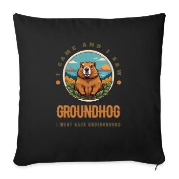 Groundhog - Throw Pillow Cover 17.5” x 17.5” - black - Front