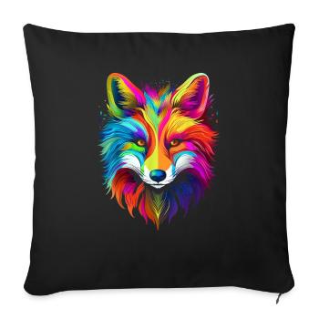 Fox Animal Zoo Artwork - Throw Pillow Cover 17.5” x 17.5” - black - Front