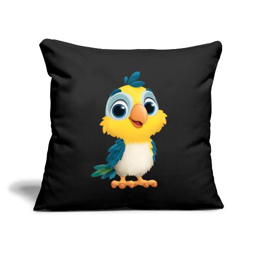 Playful Cartoon Parrot with Big Happy Eyes - Throw Pillow Cover 17.5” x 17.5”
