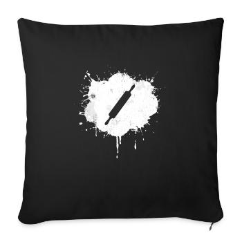 Rolling Pin Drawing - Throw Pillow Cover 17.5” x 17.5” - black - Front