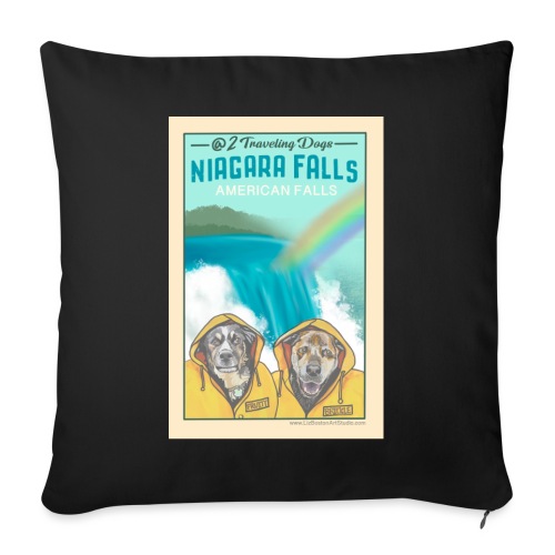 2 Traveling Dogs In Niagara Falls! - Throw Pillow Cover 17.5” x 17.5”