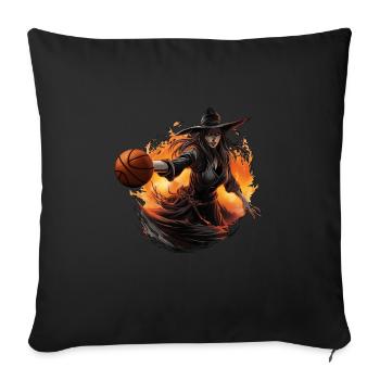 Basketball witch - Throw Pillow Cover 17.5” x 17.5” - black - Front