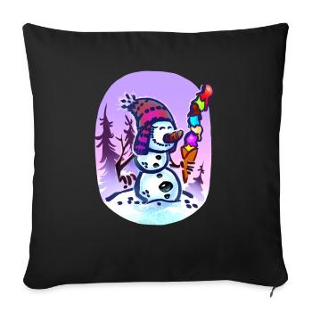 Funny Snowman Design - Throw Pillow Cover 17.5” x 17.5” - black - Front