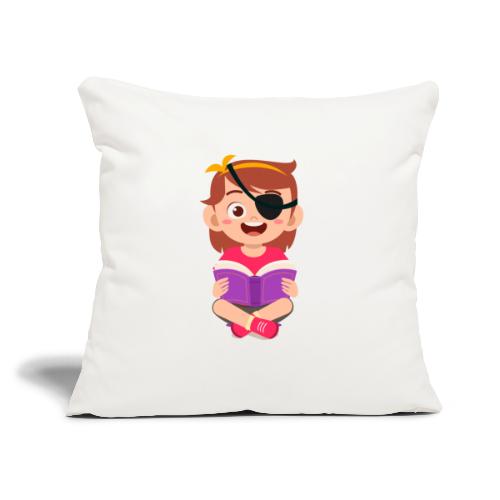 Little girl with eye patch - Throw Pillow Cover 17.5” x 17.5”