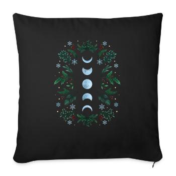 Moonlight Garden Festive Green - Throw Pillow Cover 17.5” x 17.5” - black - Front