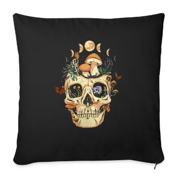 Mushroom Clothing Mycologist Goth Butterfly - Throw Pillow Cover 17.5” x 17.5” - black - Front