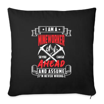 Coal Underground Profession Shaft - Throw Pillow Cover 17.5” x 17.5” - black - Front