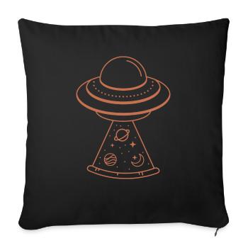 UFO pizza - Throw Pillow Cover 17.5” x 17.5” - black - Front