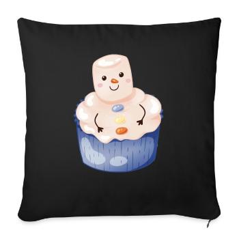 Snowman Cupcake - Throw Pillow Cover 17.5” x 17.5” - black - Front