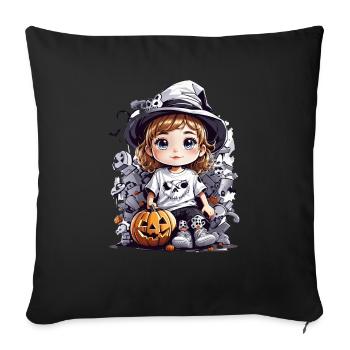 halloween toddler - Throw Pillow Cover 17.5” x 17.5” - black - Front