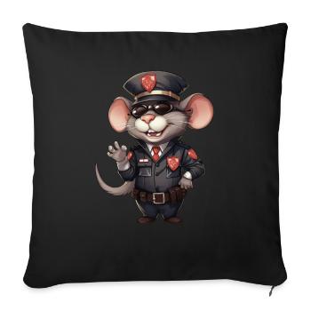 Rats policeman - Throw Pillow Cover 17.5” x 17.5” - black - Front