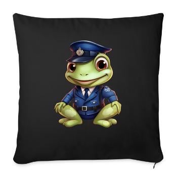 Frog policeman - Throw Pillow Cover 17.5” x 17.5” - black - Front