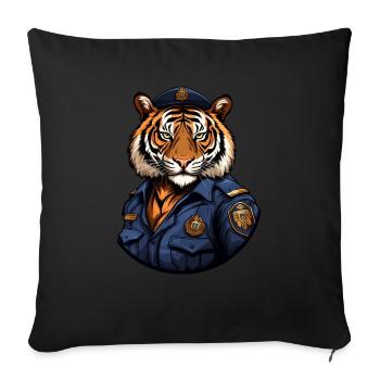 Tiger policeman - Throw Pillow Cover 17.5” x 17.5” - black - Front