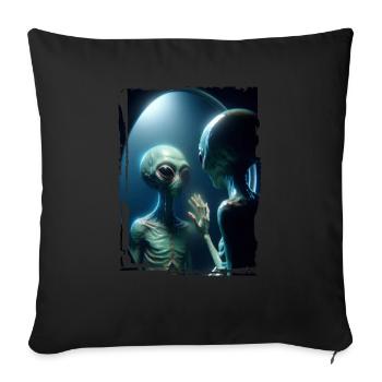 Ufo in the mirror - Throw Pillow Cover 17.5” x 17.5” - black - Front