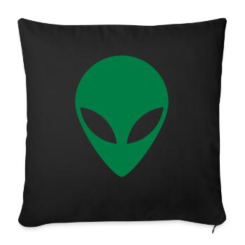 Alien Face - Throw Pillow Cover 17.5” x 17.5” - black - Front