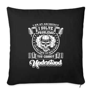 Architecture House Building Job - Throw Pillow Cover 17.5” x 17.5” - black - Front