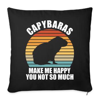 Capybara zoo animal design - Throw Pillow Cover 17.5” x 17.5” - black - Front