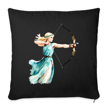 Focused Archer: Empowerment Watercolor - Throw Pillow Cover 17.5” x 17.5” - black - Front