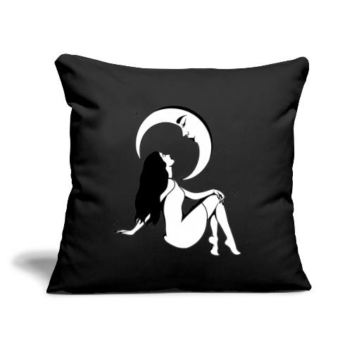 Mystical Girl & The Moon - Throw Pillow Cover 17.5” x 17.5”