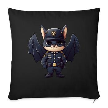 Bat policeman - Throw Pillow Cover 17.5” x 17.5” - black - Front