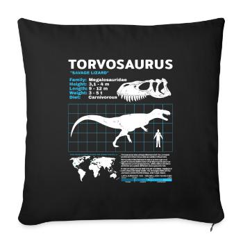 Torvosaurus fact sheet - Throw Pillow Cover 17.5” x 17.5” - black - Front