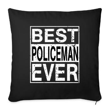 Best Policeman Ever Policeman Gift - Throw Pillow Cover 17.5” x 17.5” - black - Front