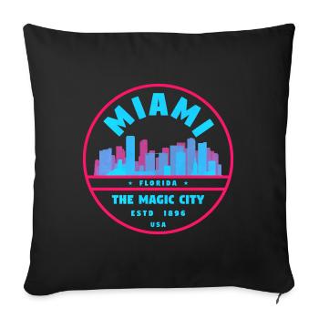 Vintage Miami Florida - Throw Pillow Cover 17.5” x 17.5” - black - Front