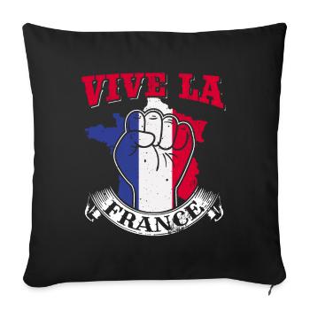 French Vive La France Flag Land Fist Paris Gift - Throw Pillow Cover 17.5” x 17.5” - black - Front