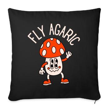 Idée cadeau Champignon : Fly agaric - Throw Pillow Cover 17.5” x 17.5” - black - Front