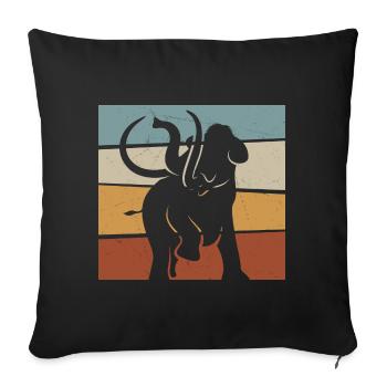 Retro Mammoth Prehistoric Elephant - Throw Pillow Cover 17.5” x 17.5” - black - Front