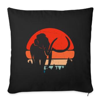Prehistoric Animal Vintage Mammoth - Throw Pillow Cover 17.5” x 17.5” - black - Front