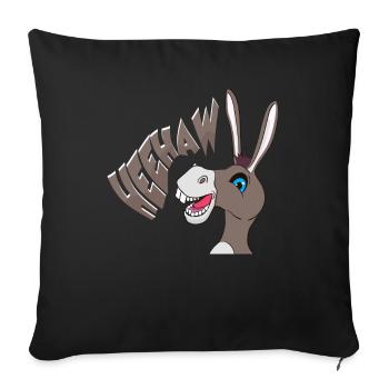 Donkey Laughs Farm Animal laughting - Throw Pillow Cover 17.5” x 17.5” - black - Front