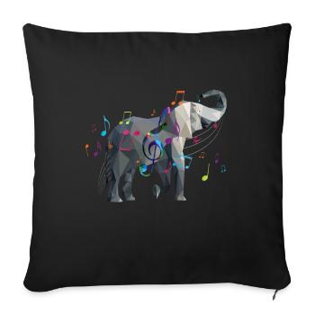 Music Elephant Elephant Elephant - Throw Pillow Cover 17.5” x 17.5” - black - Front