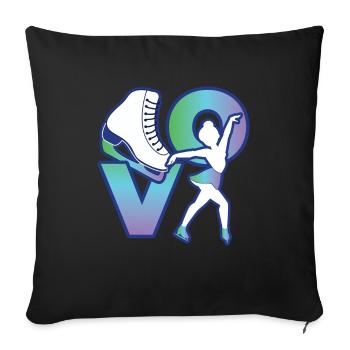 Figure Skating Love Ice Skating Skate - Throw Pillow Cover 17.5” x 17.5” - black - Front