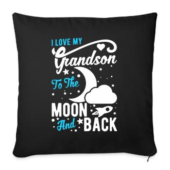 Grandmother Love My Grandson Moon - Throw Pillow Cover 17.5” x 17.5” - black - Front