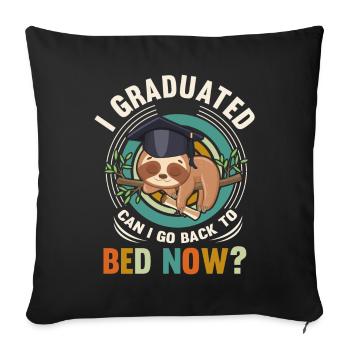 Graduation Sloth Graduated Lazy Student - Throw Pillow Cover 17.5” x 17.5” - black - Front