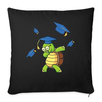 Dabbing Turtle Graduation Student Graduated - Throw Pillow Cover 17.5” x 17.5” - black - Front