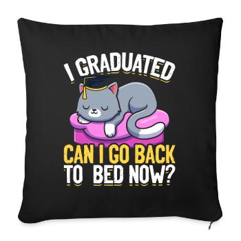 Graduation Cat Lazy Graduated Student - Throw Pillow Cover 17.5” x 17.5” - black - Front