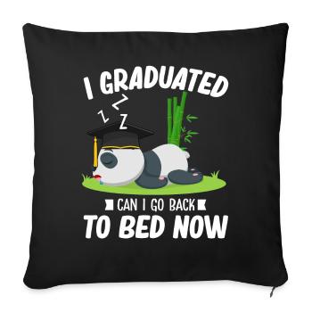 Graduation Panda Graduated Lazy Student - Throw Pillow Cover 17.5” x 17.5” - black - Front