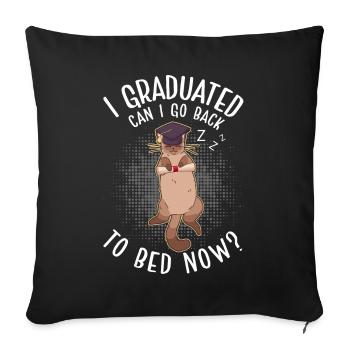 Graduation Cat Graduated Student - Throw Pillow Cover 17.5” x 17.5” - black - Front