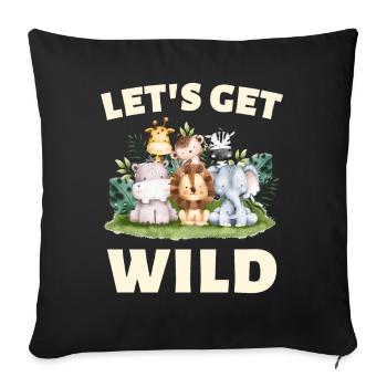 Kids Birthday Zoo Animal Fan - Throw Pillow Cover 17.5” x 17.5” - black - Front