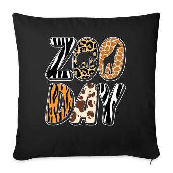 Zoo Day Birthday Animal Lover - Throw Pillow Cover 17.5” x 17.5” - black - Front