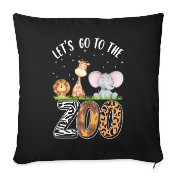 Zoo Trip Birthday Animal Lover - Throw Pillow Cover 17.5” x 17.5” - black - Front