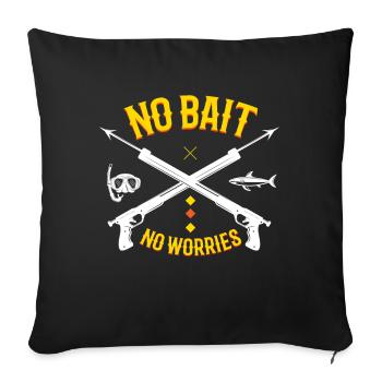 No Bait Spearfishing Harpoon Diver - Throw Pillow Cover 17.5” x 17.5” - black - Front